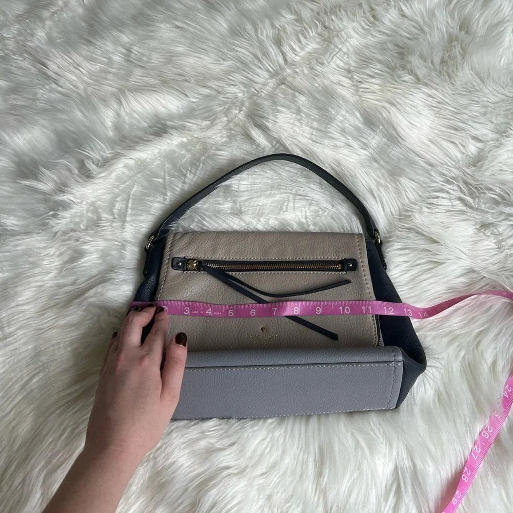 Kate Spade NWOT dark blue, light blue, & light gray boho leather handbag